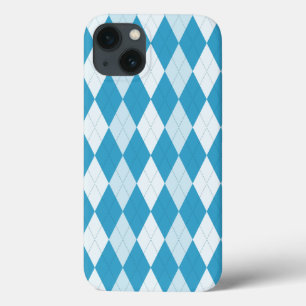 Funda Para iPhone 13 Peacock Azul Argyle Pequeño Forma de Diamante