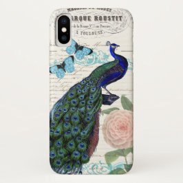 Funda Para iPhone X Peacock de época sobre collado de la efemera franc