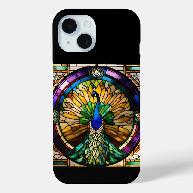 Funda De Case-Mate Para iPhone Peacock de vidrio contenido (Reverso )