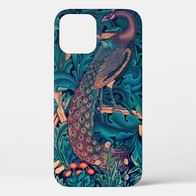 Funda De Case-Mate Para iPhone Peacock en el bosque, William Morris (Reverso )