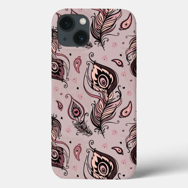 Funda De Case-Mate Para iPhone Peacock feather pattern (Reverso)