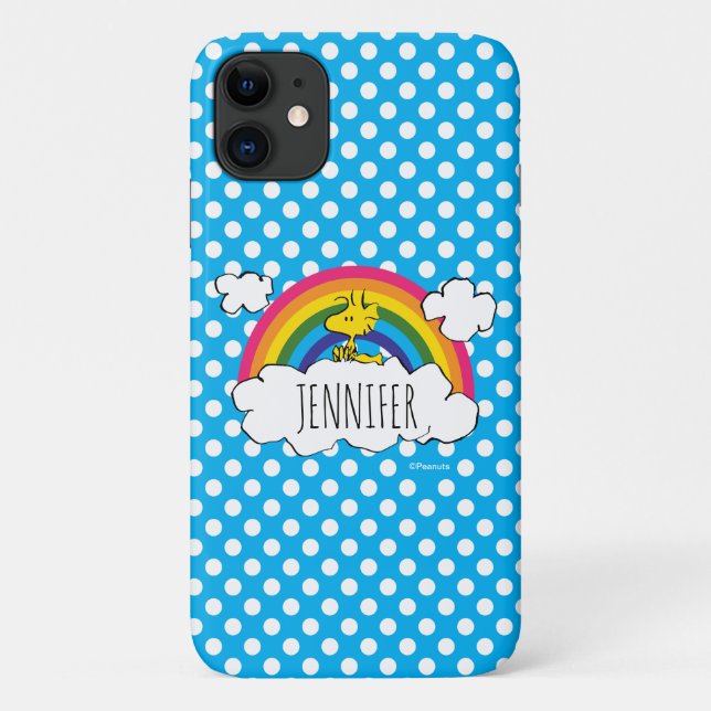 Funda De Case-Mate Para iPhone PEANUTS | Puntos de Polka Arcoiris de Woodstock (Reverso)