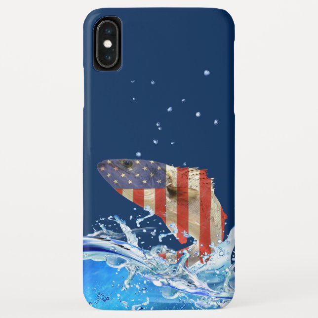Funda De Case-Mate Para iPhone Peces de la bandera estadounidense saltando del ag (Reverso)