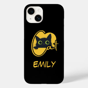 Funda Para iPhone 14 De Case-Mate Peeking Black Cat: Gran diseño de línea de ojos ve