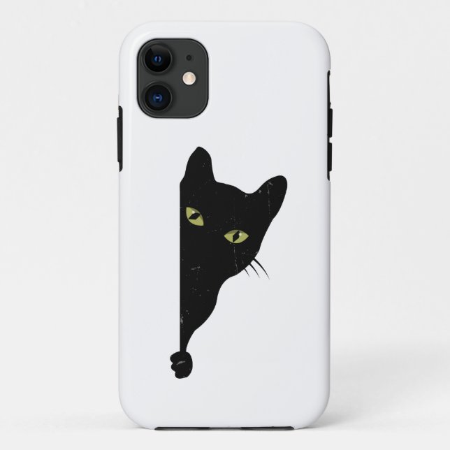 Funda De Case-Mate Para iPhone Peeking de gato negro (Reverso)