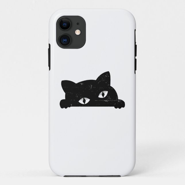 Funda De Case-Mate Para iPhone Peeking de gato negro (Reverso)