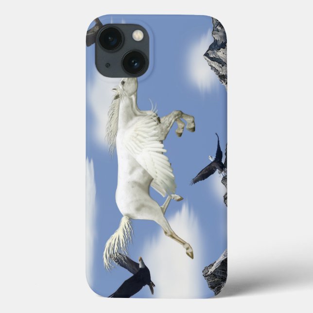 Funda De Case-Mate Para iPhone Pegasus volador, montañas y águilas Fantasía arte (Reverso)