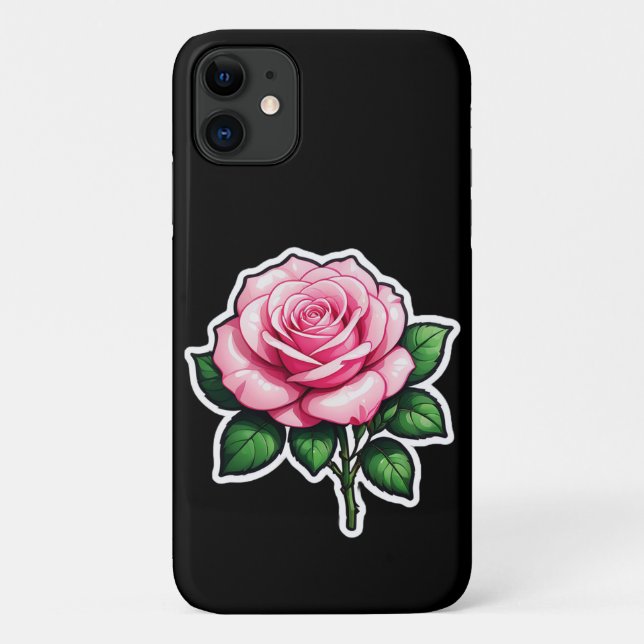 Funda De Case-Mate Para iPhone Pegatina de flores rosa rosa transparente (Reverso)