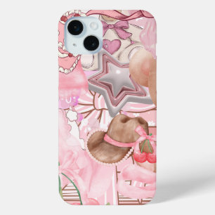 Funda Para iPhone 15 Mini Pegatinas de Coquette Rosa
