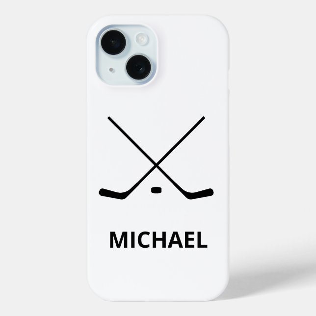 Funda De Case-Mate Para iPhone Pegatinas de hockey blanco y negro personalizadas (Reverso )