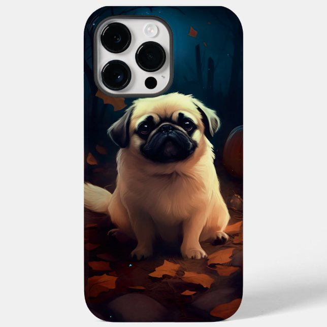 Funda De Case-Mate Para iPhone Pekinés de Halloween con calabazas aterradoras (Reverso )