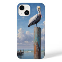 Pelican en un poste de pontón meteorológico