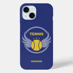 Funda Para iPhone 15 Pelota de tenis de nombre personalizado con alas