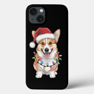 Funda Para iPhone 13 Pembroke Welsh Corgi Santa Luces Árbol de Navidad 