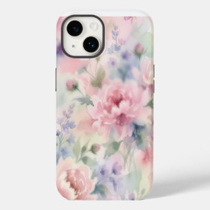Funda Para iPhone 14 De Case-Mate Peonía floral de acuarela rosa suave