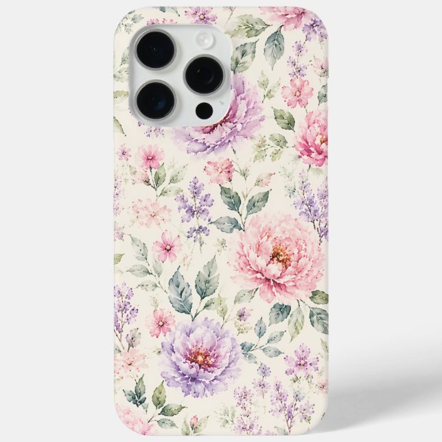 Funda De Case-Mate Para iPhone Peonía floral de acuarela suave (Reverso )