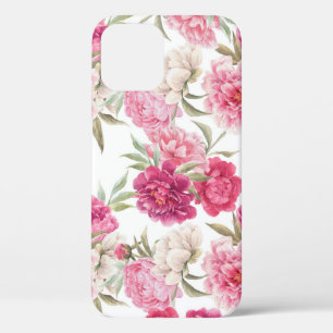 Funda Para iPhone 12 Peonías rosadas acuarelas: elegancia floral