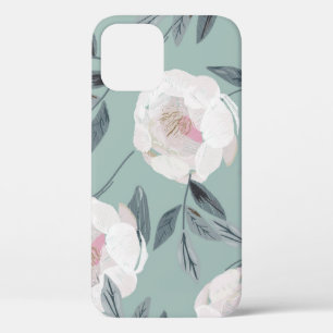 Funda Para iPhone 12 Peonies de Rosas Blancas: Bordados Florales.