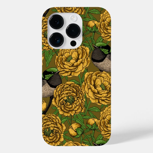 Funda De Case-Mate Para iPhone Peonies y wrens (Reverso )
