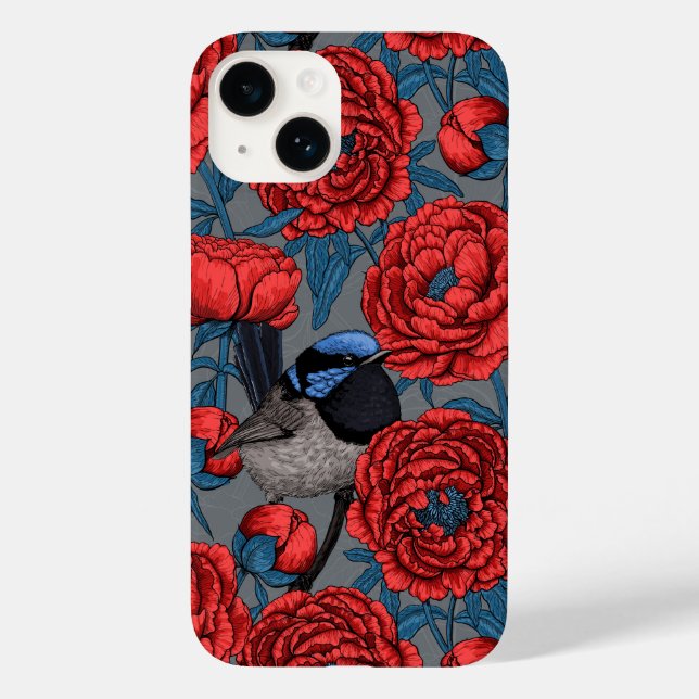 Funda De Case-Mate Para iPhone Peonies y wrens (Reverso )