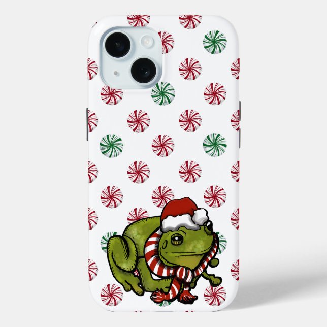 Funda De Case-Mate Para iPhone Peppermint Christmas Frog Case-Mate iPhone case (Reverso )