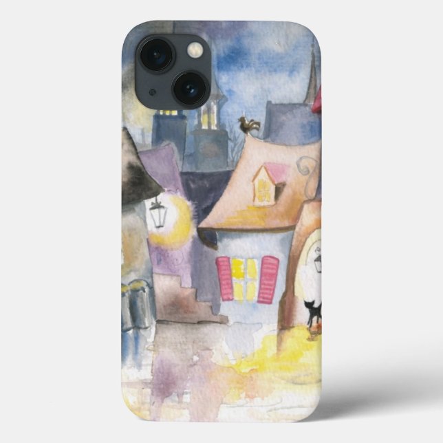 Funda De Case-Mate Para iPhone Pequeña ciudad en la noche (Reverso)