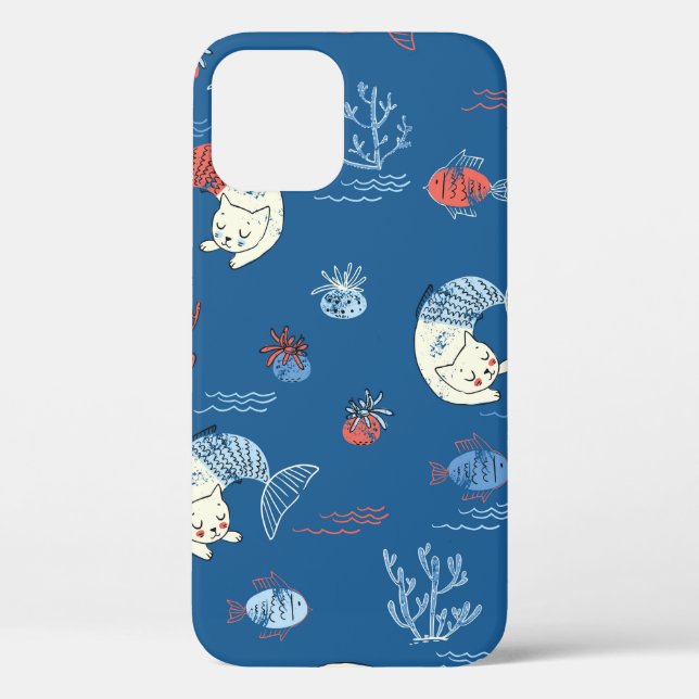 Funda De Case-Mate Para iPhone Pequeña sirena de gatito sin fisuras. Texturado (Reverso )