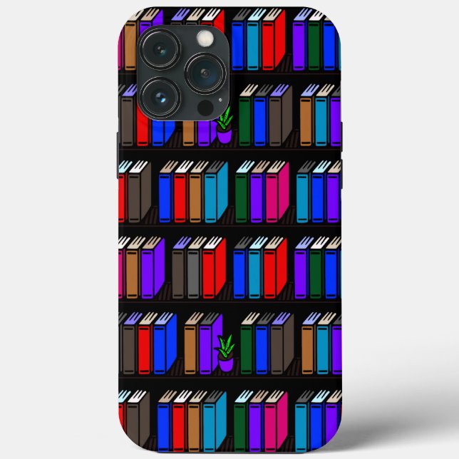 Funda De Case-Mate Para iPhone Pequeñas estanterías de libros de bibliotecas negr (Reverso )