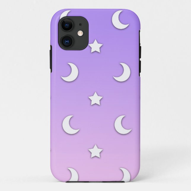 Funda De Case-Mate Para iPhone Pequeñas estrellas blancas y patrones de lunas (Reverso)