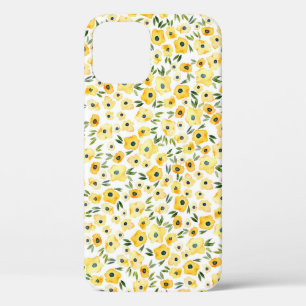 Funda Para iPhone 12 Pequeñas Flores Amarillas: Acuarela Seamless.