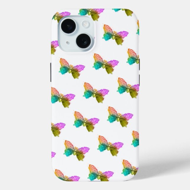 Funda De Case-Mate Para iPhone Pequeñas mariposas arcoiris (Reverso )