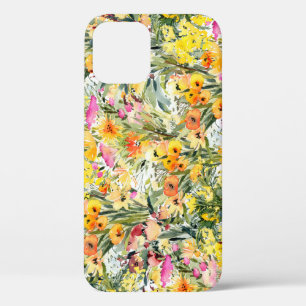 Funda Para iPhone 12 Pequeño Campo De Flores: Color De Agua Brillante.