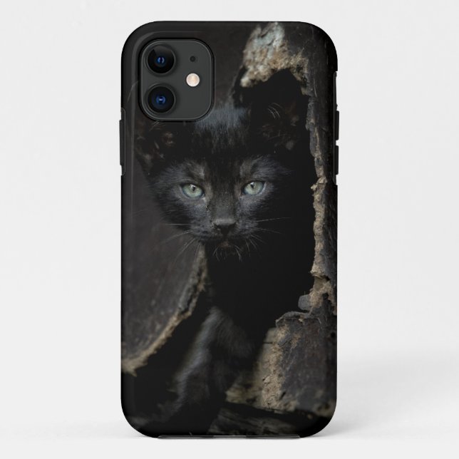 Funda De Case-Mate Para iPhone Pequeño gatito negro (Reverso)