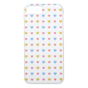 Funda Para iPhone 8/7 Pequeño patrón de corazón colorido amarillo azul r
