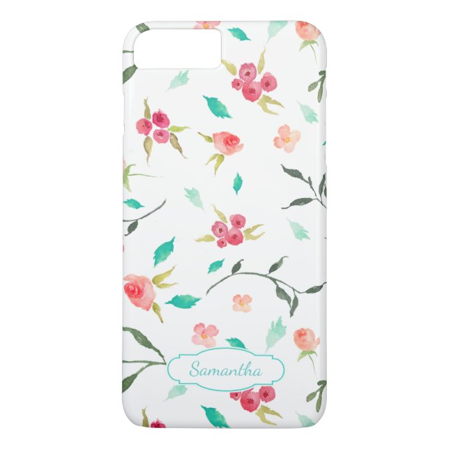 Funda De Case-Mate Para iPhone Pequeño patrón floral acuático con nombre (Reverso)