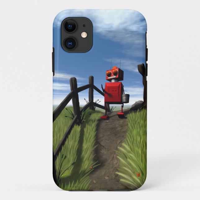 Funda De Case-Mate Para iPhone Pequeño robot rojo (Reverso)