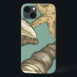 Funda Para iPhone 13 Pequeño trío de conchas en Verde azulado<br><div class="desc">Megan Meagher es conocida por sus simples obras de arte. Esta imagen refleja la sencillez de los tesoros de la orilla del mar, de las conchas y de las estrellas de mar. Meagher abarca un fondo verde azulado en su imagen para contrastar estos tesoros. Consigue hoy esta buena impresión de...</div>