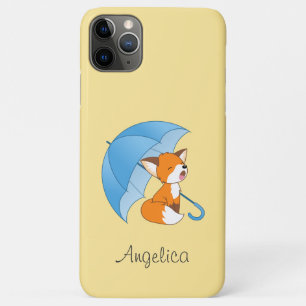 Funda Para iPhone 11 Pro Max Pequeño zorro somnoliento bajo el paraguas