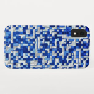Funda Para iPhone XR Pequeños cuadrados superpuestos, tonos azules con