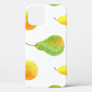 Funda Para iPhone 12 Peras dibujadas a mano, imagen de la comida acuare