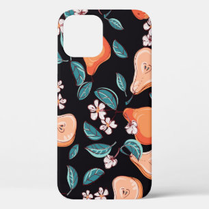 Funda Para iPhone 12 Peras jugosas: patrón de fruta a mano.