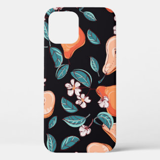 Funda Para iPhone 12 Peras jugosas: patrón de fruta a mano.