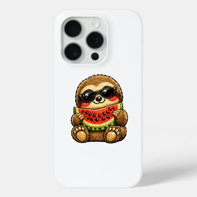 Funda De Case-Mate Para iPhone Perezoso lindo con sandía (Reverso )