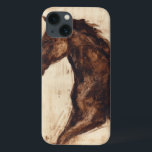 Funda Para iPhone 13 Perfil del caballo salvaje marrón<br><div class="desc">La belleza de este caballo oscuro se refleja perfectamente en dos colores simples: el marrón y el beige y la nitidez de la tinta utilizada en este cuadro lo hacen aún más realista. Esta fina estampada contemporánea de arte que representa el perfil de un semental marrón le dará carácter a...</div>