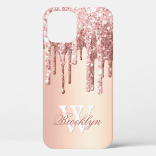 Funda Para iPhone 12 Perforaciones de Purpurina de espuma de oro Rosa m