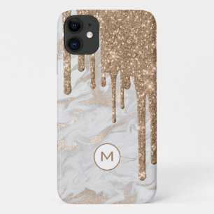 Funda Para iPhone 11 Perforaciones de Purpurina dorado monogramadas