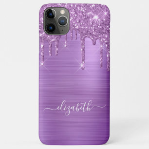 Funda Para iPhone 11 Pro Max Perforaciones de Purpurina púrpura personalizadas