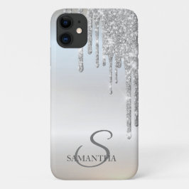 Funda Para iPhone 11 Perforaciones elegantes de Purpurina plateado de M