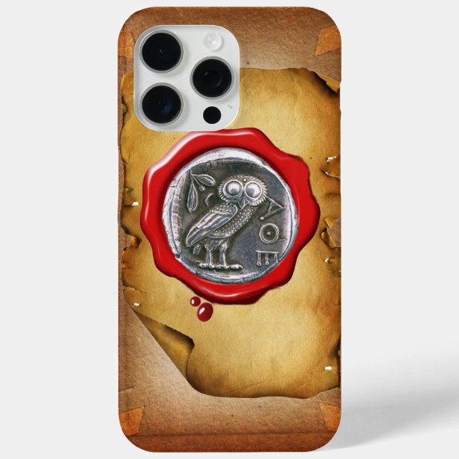 Funda De Case-Mate Para iPhone pergamino ANTIQUE OWL SILVER RED WAX SEAL (Reverso )