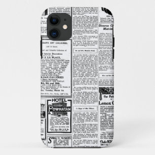 Funda Para iPhone 11 Periódico negro y blanco viejo, anuncio retro del